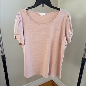 Jane and Delancey Blush Scoop Neck Puff Sleeve Top and Black Summer Top- bundle